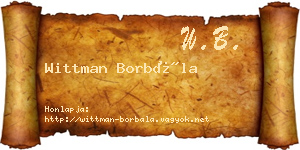 Wittman Borbála névjegykártya
